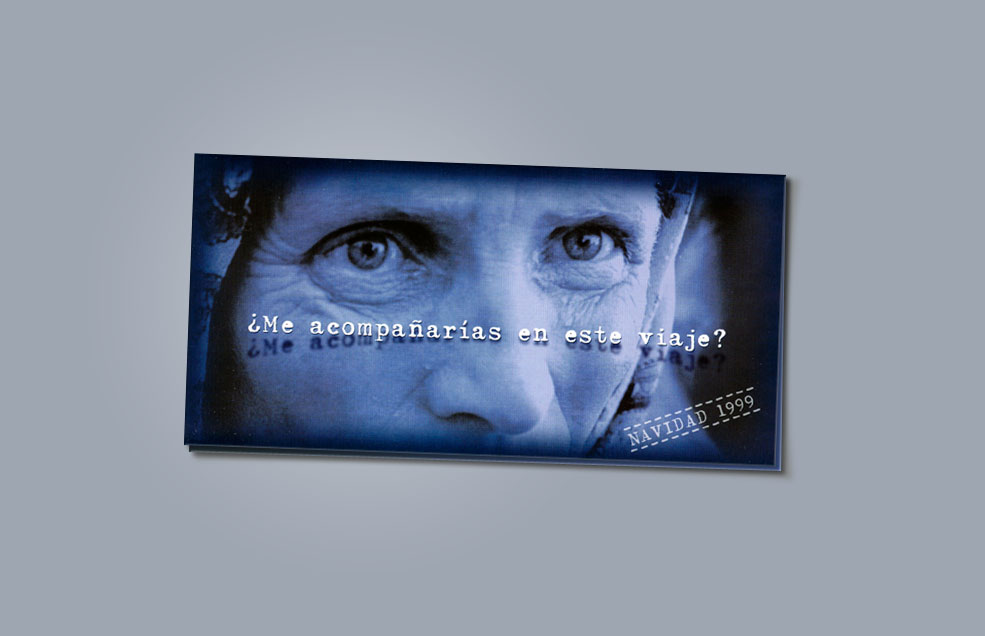 Diseño y Artes Finales Folleto desplegable para ACNUR ESPAÑA - ¿Me acompañarías en este viaje? - Navidad 1999