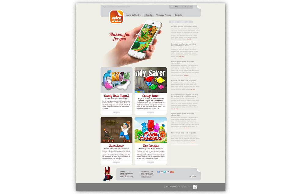 Diseño Sitio Web APLENOCIO Aplicaciones de Entretenimiento y Ocio