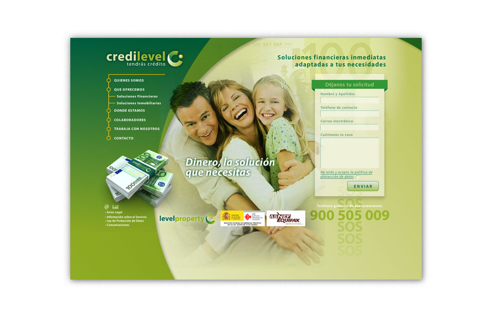 Diseño Sitio Web CREDILEVEL - Intermediación para la refinanciación de deudas