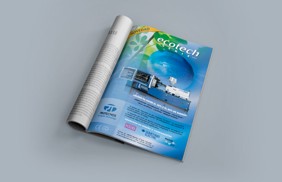 Diseño y Artes Finales Anuncios en Prensa para PROTECNOS - Máquinas para la Inyección de Termoplásticos