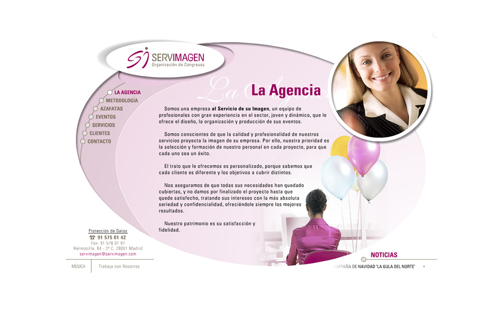 Diseño Sitio Web SERVIMAGEN Congresos, Eventos y Azafatas
