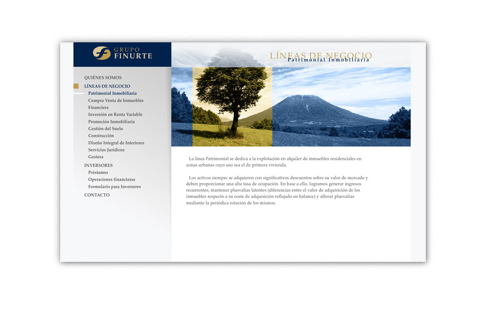 Diseño Sitio Web GRUPO FINURTE Grupo de empresas de los sectores financiero e inmobiliario
