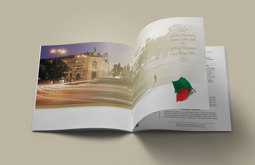 Diseño y Artes Finales Folleto Navidad 2004 tamaño cuadrado para Hotel INTERCONTINENTAL Madrid