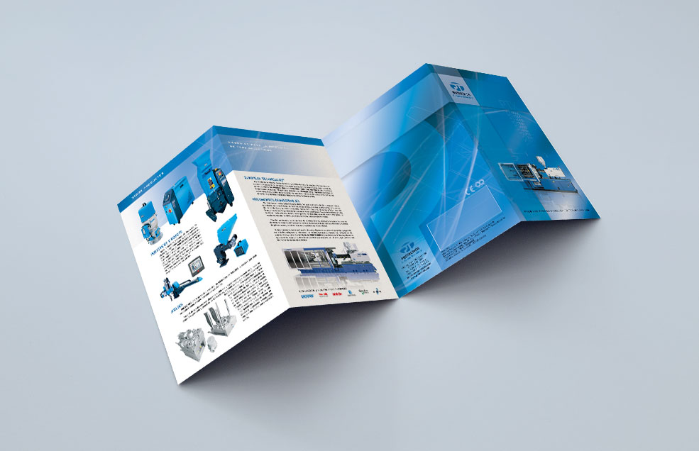 Diseño y Artes Finales Cuatríptico Din A4 para PROTECNOS - Máquinas para la Inyección de Termoplásticos