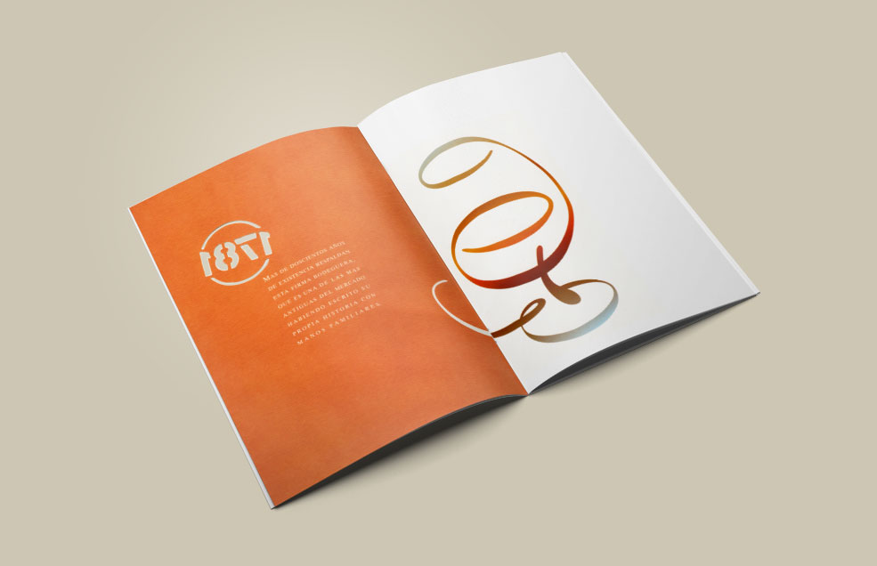 Diseño y Artes Finales Folleto de prestigio tamaño DIN A4 para Vinos & Brandies SÁNCHEZ ROMATE HERMANOS