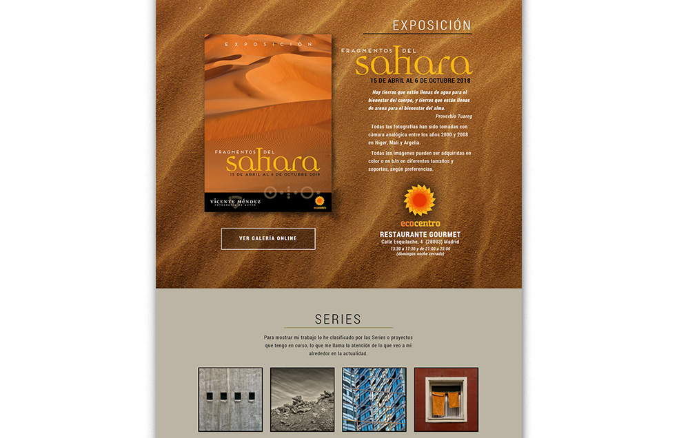 Diseño Sitio Web VICENTE MÉNDEZ Fotografía de Autor