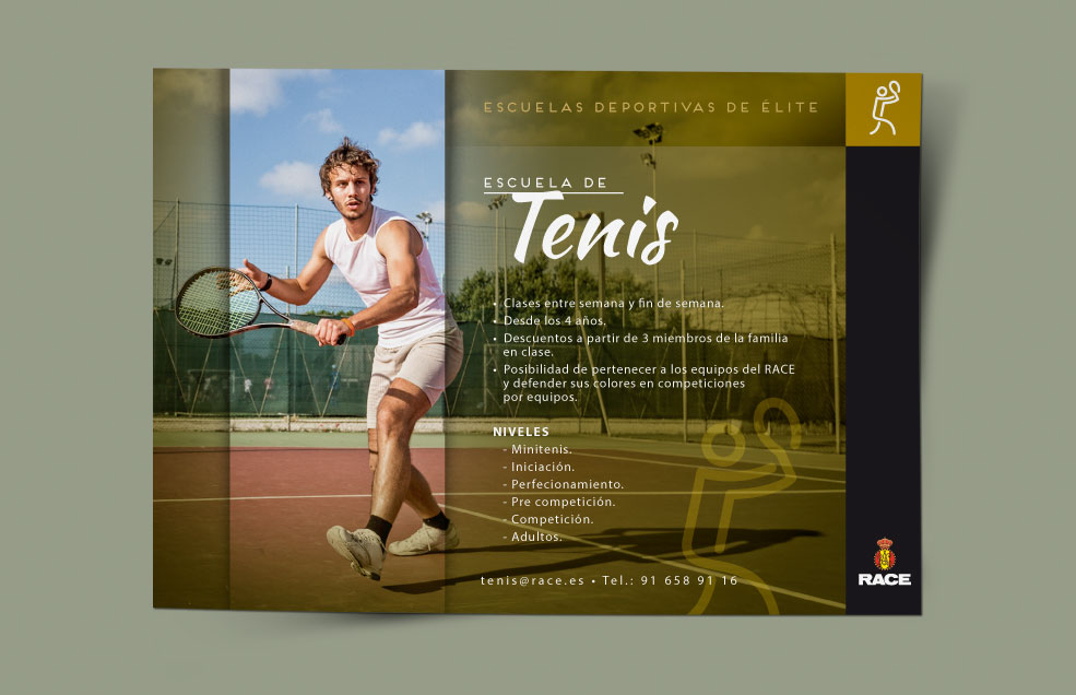 Diseño y Artes Finales Flyers promocionales de Escuelas Deportivas RACE (Real Automóvil Club de España)