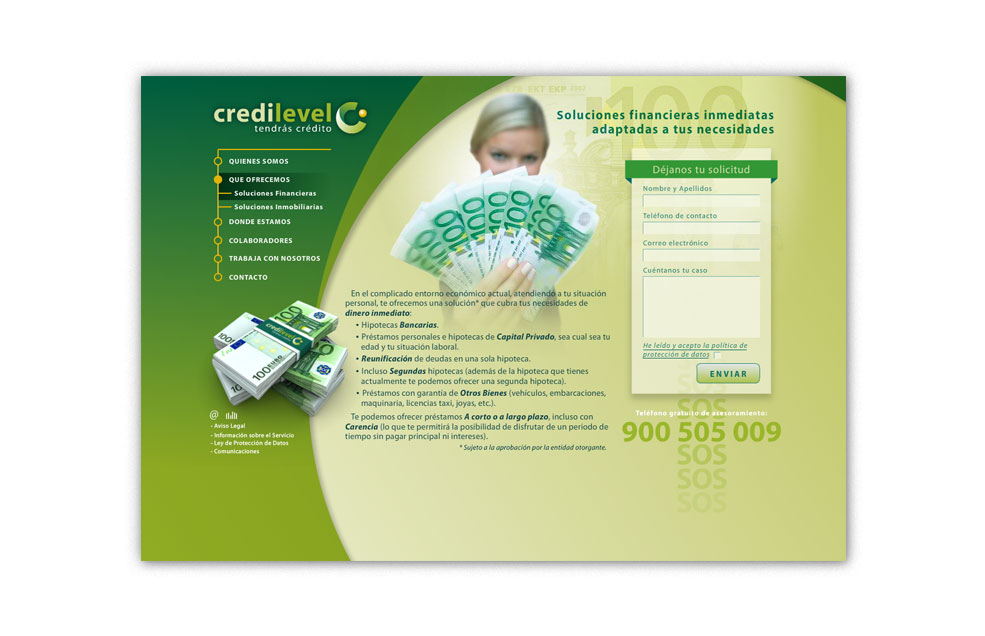 Diseño Sitio Web CREDILEVEL - Intermediación para la refinanciación de deudas