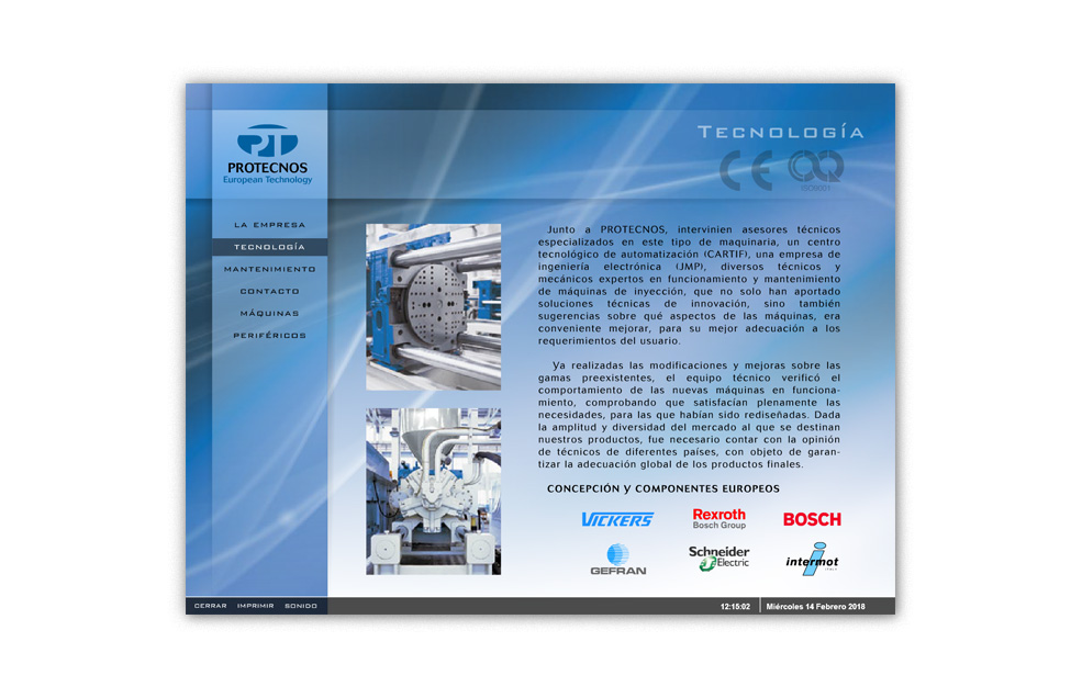 Diseño Sitio Web PROTECNOS - Máquinas para la Inyección de Termoplásticos