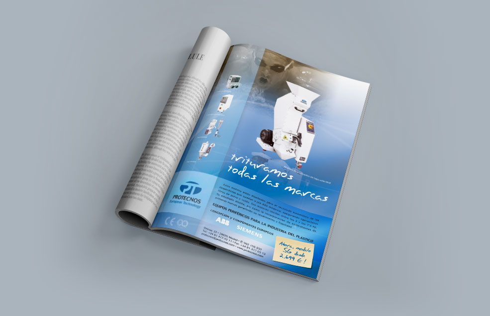 Diseño y Artes Finales Anuncios en Prensa para PROTECNOS - Máquinas para la Inyección de Termoplásticos