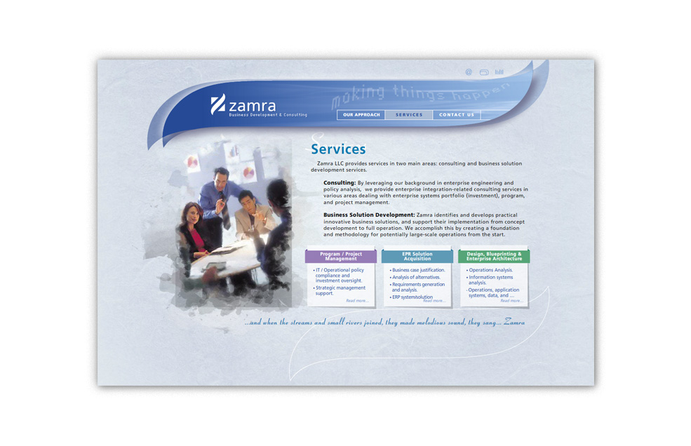 Diseño Sitio Web ZAMRA Business Development & Consulting - Reston, Virginia (USA)