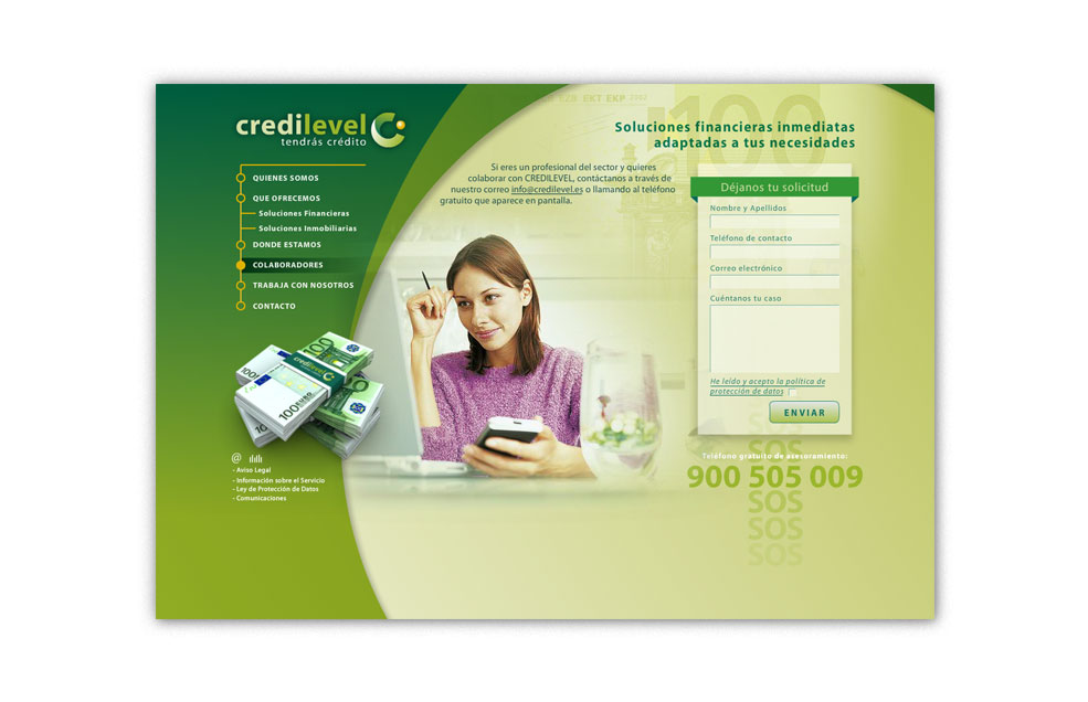 Diseño Sitio Web CREDILEVEL - Intermediación para la refinanciación de deudas