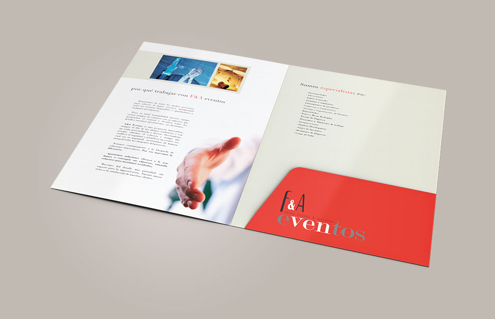 Diseño y Artes Finales Folleto / Carpeta contenedor de Din A4 para FAJARDO y ASOCIADOS - Eventos