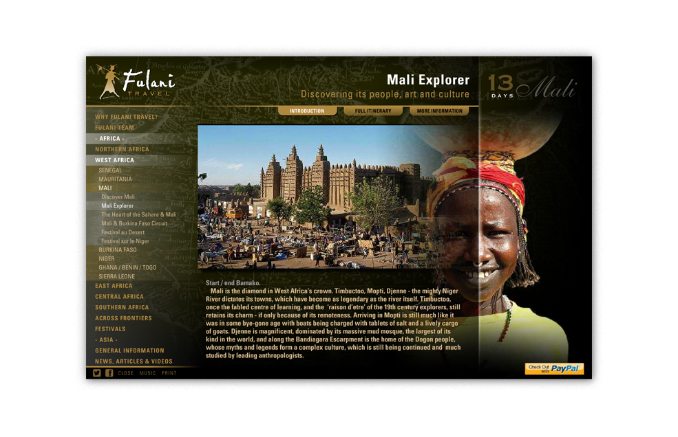 Diseño Sitio Web Fulani Travel - Agencia de Viajes especializada en África del Norte y Oeste