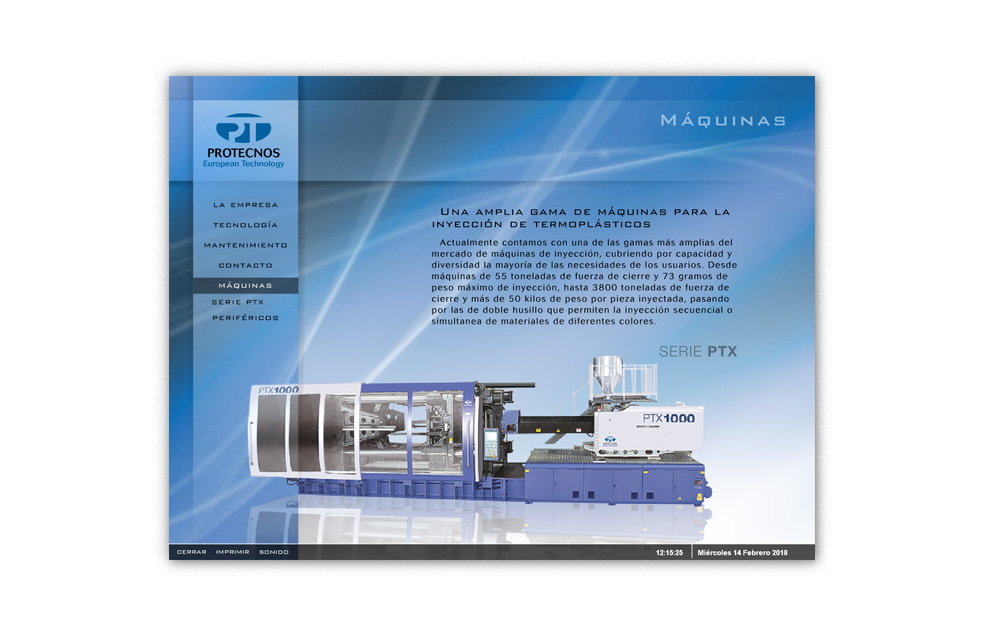 Diseño Sitio Web PROTECNOS - Máquinas para la Inyección de Termoplásticos