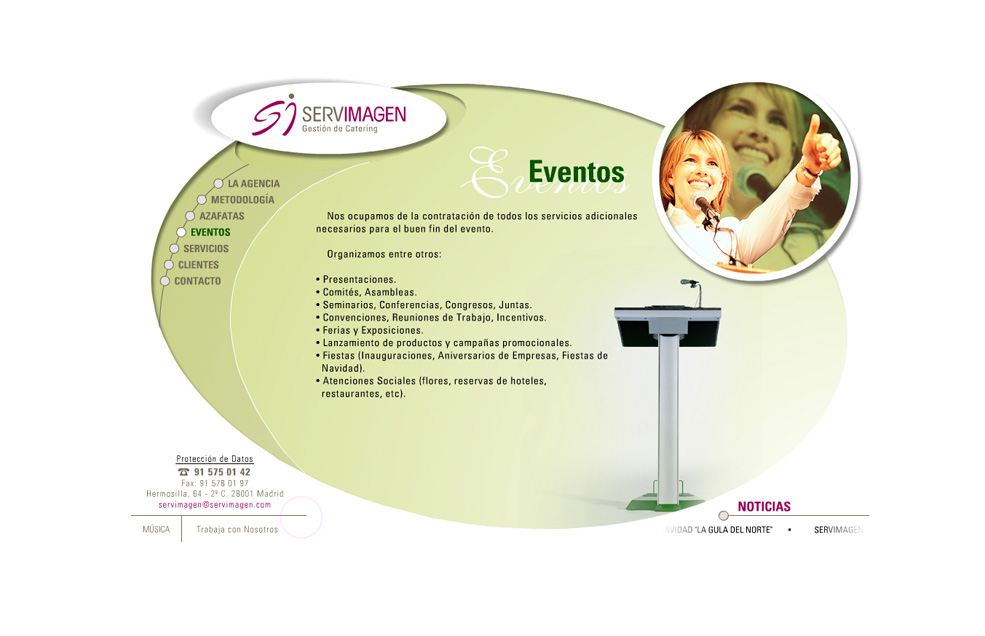 Diseño Sitio Web SERVIMAGEN Congresos, Eventos y Azafatas