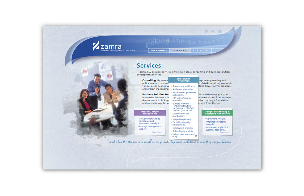 Diseño Sitio Web ZAMRA Business Development & Consulting - Reston, Virginia (USA)