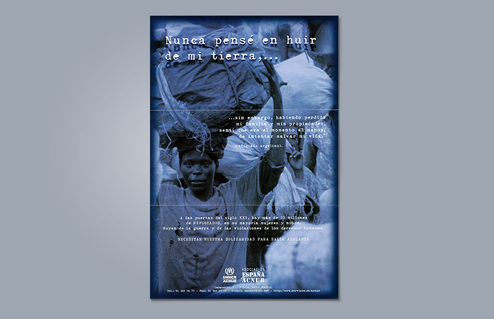 Diseño y Artes Finales Folleto desplegable para ACNUR ESPAÑA - ¿Me acompañarías en este viaje? - Navidad 1999