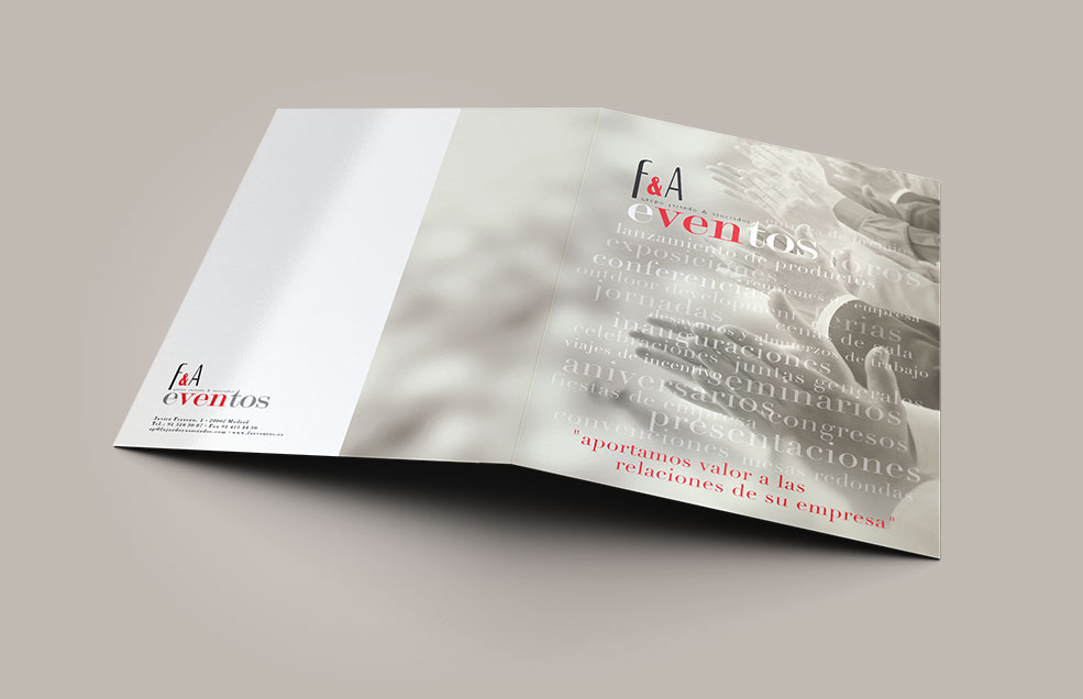 Diseño y Artes Finales Folleto / Carpeta contenedor de Din A4 para FAJARDO y ASOCIADOS - Eventos