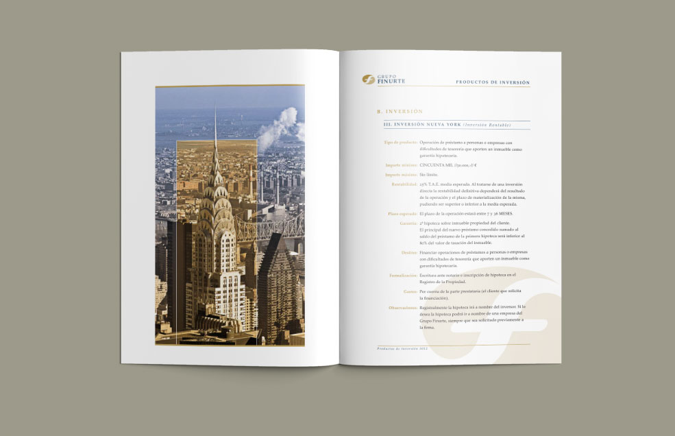Diseño y Artes Finales Folleto / Dossier GRUPO FINURTE - Dossier de Productos de Inversión