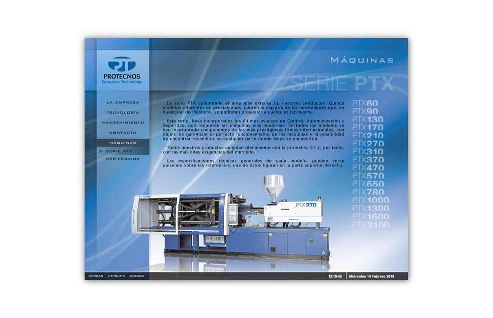 Diseño Sitio Web PROTECNOS - Máquinas para la Inyección de Termoplásticos