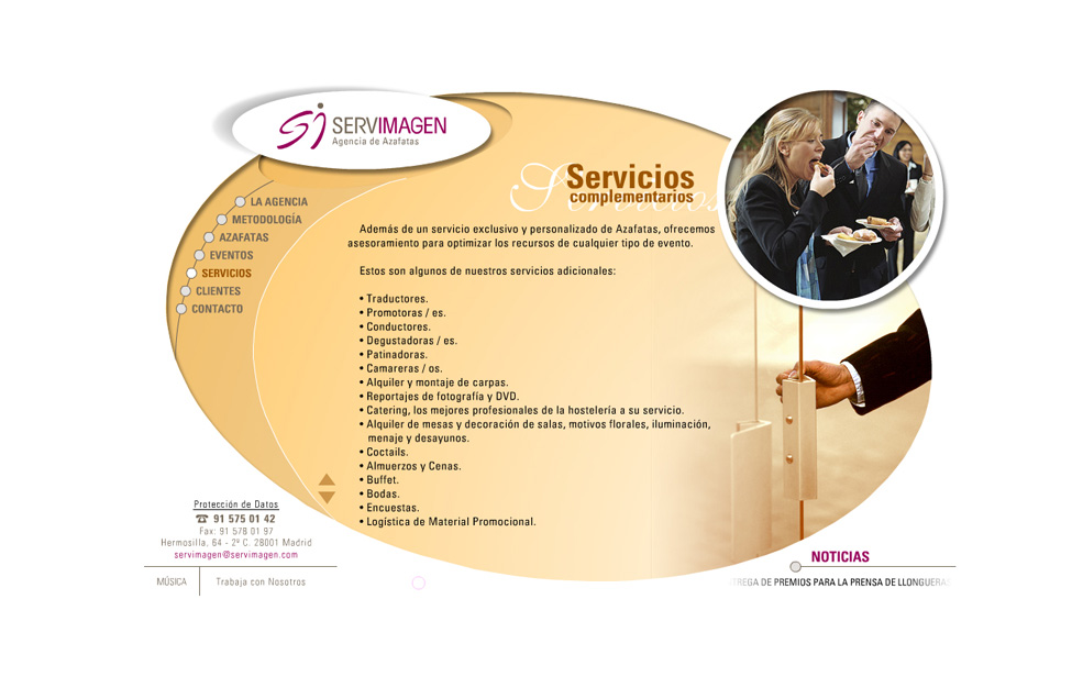 Diseño Sitio Web SERVIMAGEN Congresos, Eventos y Azafatas