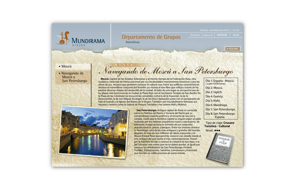 Diseño Sitio Web MUNDIRAMA Agencia de Viajes