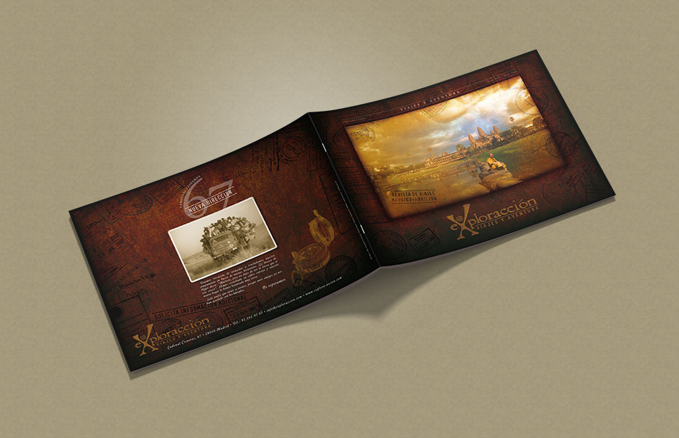 Diseño y Artes Finales Folleto Din A4 apaisado para EXPLORA-ACCIÓN - Catálogo de Viajes