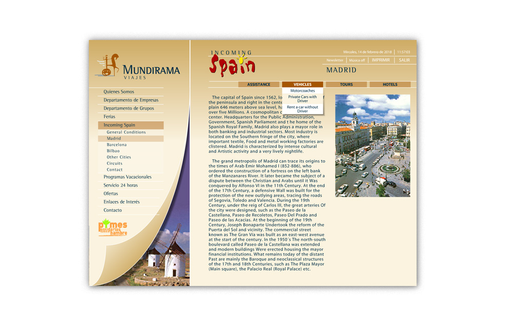 Diseño Sitio Web MUNDIRAMA Agencia de Viajes