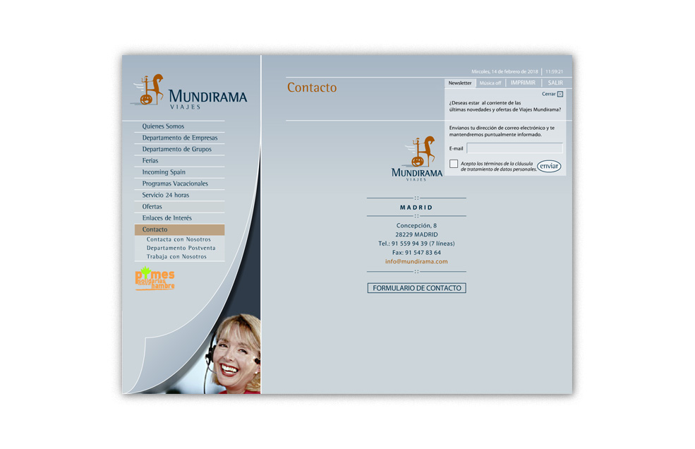 Diseño Sitio Web MUNDIRAMA Agencia de Viajes